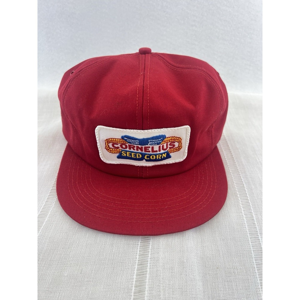 Vintage K-Products CORNELIUS SEED CORN Snapback‎ Hat Red USA Made